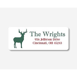 60ct - Christmas Address Labels, Christmas Return Address Labels, Reindeer Return Address Stickers (#229-WH)