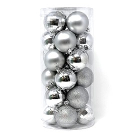 Allgala 24 PK 2.33 Inch (6CM) Christmas Ornament Balls for Xmas Tree-4 Style- (Silver)