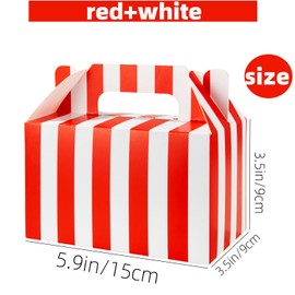 24 Pack Party Favor Treat Boxes Thickened Paper Gift Box Candy Snack Goodie Bag for Birthdays Wedding Holiday Baby Shower Graduations 15 * 9 * 9CM (White Red)