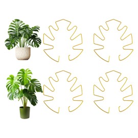 Tinoaly 4pcs Monstera Leaf Plant Support, Metal Monstera Support Climbing Plant Stem Stabilizer Holder for Indoor Outdoor Gardening Growth Accessories (Gold)