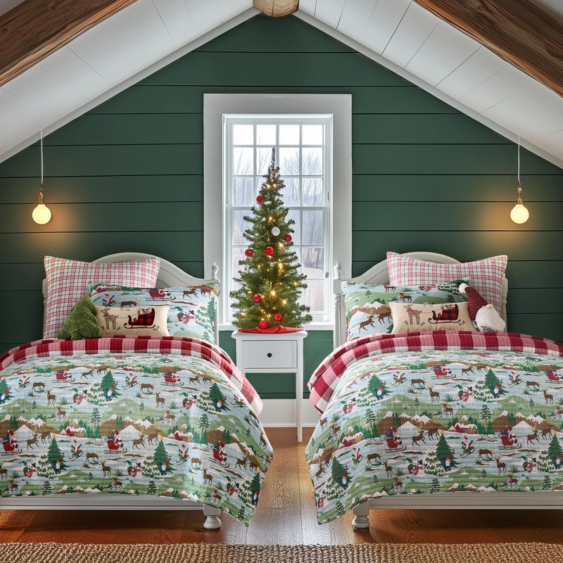Levtex Home - Merry Mountains - Reindeer Woodland - Green