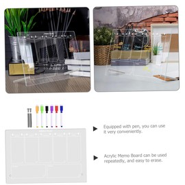 Parliky 1set Transparent Acrylic Memo Board Writing Board for Home Office Includes Advertising Dry Erase Markers for Notes Plans