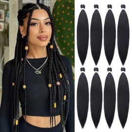 Braiding Hair Pre Stretched 8Packs 24Inch Extensions for Twist or Braid(1B#, 24 Inch (Pack of 8))