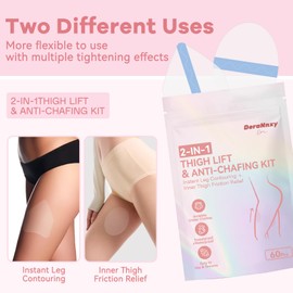 Thigh Lift Tape and Anti Chafing Inner Thigh Patch Set - 30 PCS Invisible Body Skin Firming Tape for Loose Skin & 30 PCS Breathable Friction Pads for Inner Thigh Rubbing (60 PCS Combo)