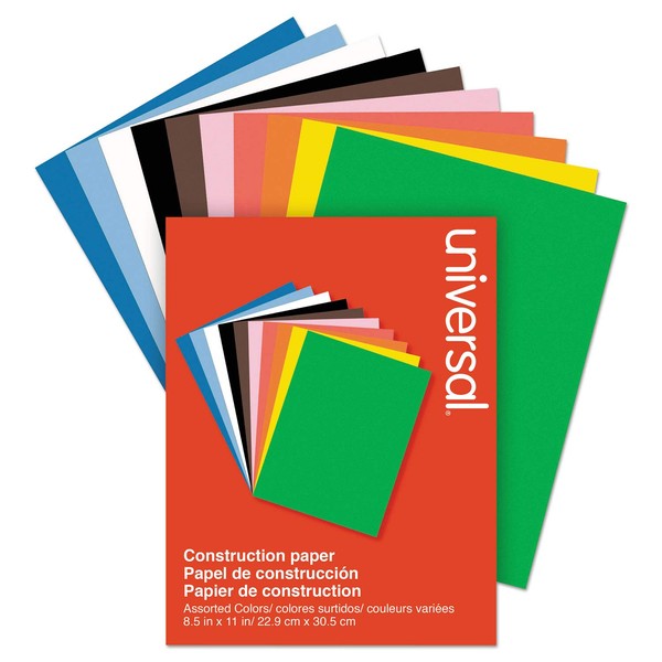 Universal 20900 Construction Paper, 76lb, 9 x 12, Assorted, 200/Pack