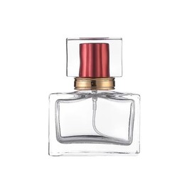 SCOLAND 30ML Square Clear Glass Spray Bottle Glass Perfume Bottle Cosmetic Packaging Toner Bottle Vial Sprayer Pump Empty Container (Red)