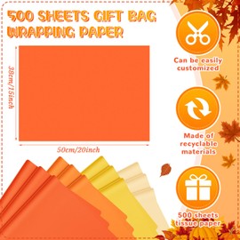 Qilery 500 Sheets Yellow Orange Tissue Paper 15 x 20 Inch Fall Packing Paper Sheets Gift Wrapping Paper Crafts Acid Free Tissue Paper Bulk for Holiday, Birthday, Party Decor, Weddings