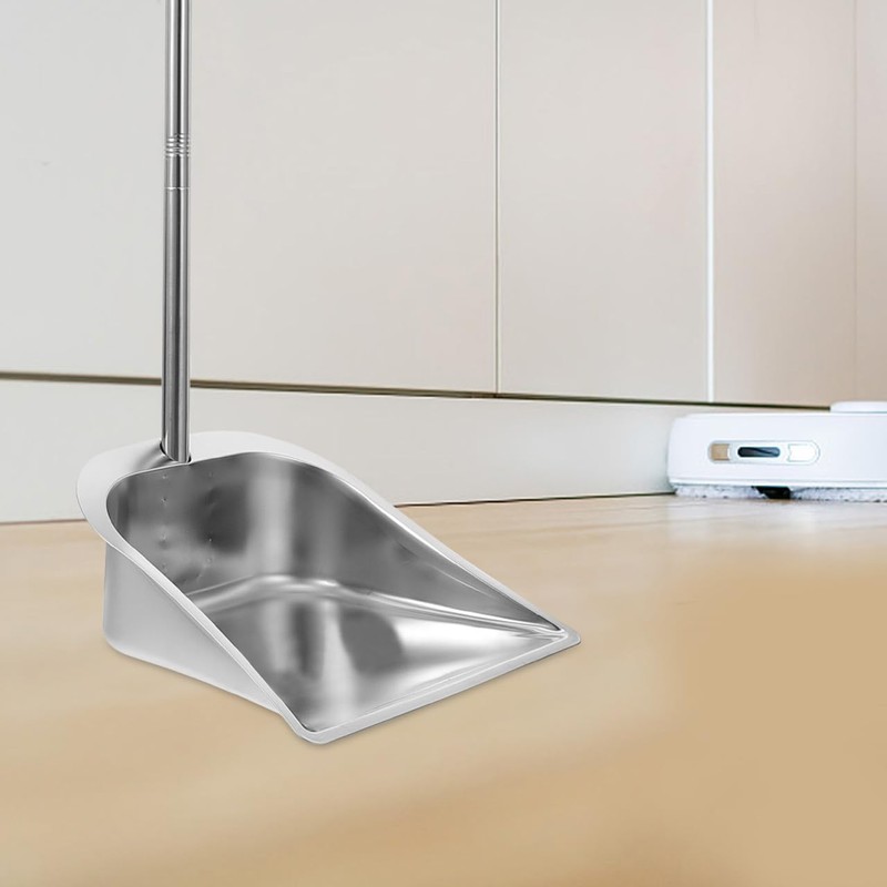 Vertical Dustpan Stainless Steel Long Handle Cleaning Scoop for Kitchen