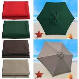 GLDDFDG 10Ft 6 Ribs Patio Umbrella Replacement Canopy (Canopy only), Canopy Replacement UV Protection Waterproof Outdoor Table Market Yard Umbrella Top Outdoor Umbrella Canopy,Champagne,10FT