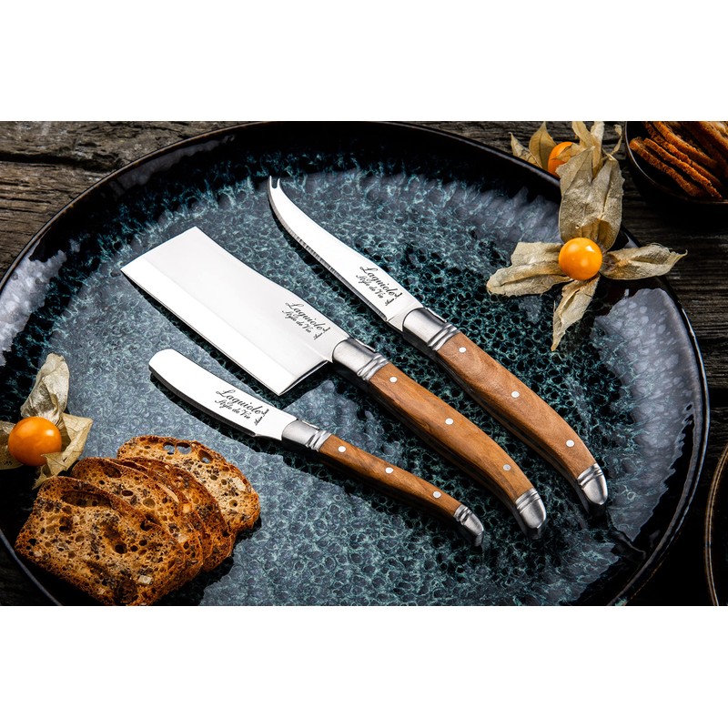 Laguiole Style de Vie Käsemesser Luxury Line, 3-teilig, Olivenholz