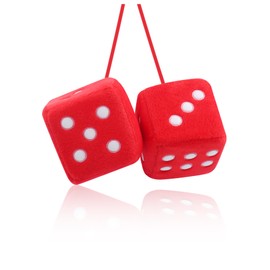 Stylish Fuzzy Dice for Car Hanging Ornament,Funny Plush Dice Rear View Mirror Accessories,Car Accessories Interior Cute Mirror Hanging Accessories (Red)