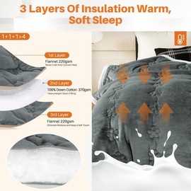 ShowyLive Extra Thick Blanket for Sofa Recliner Bed, Warm 3 Layers Flannel Blanket for Winter Autumn, Plush Heavy Quilt, Breathable Velvet Comforter, Washable Throw Blanket 810gsm (Grey 150x200cm)