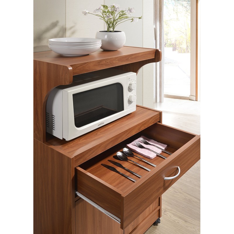 Hodedah Microwave Kitchen Cart, Cherry