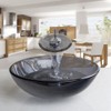 Yanksmart Vessel Sink Tempered Glass Round Bowl Mixer Waterfall Faucet