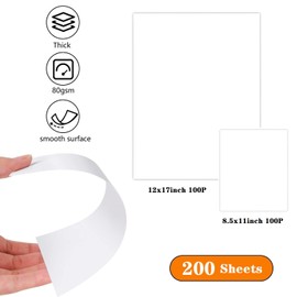 Sketch Drawing Paper 200 Sheets Art Craft Paper for Kids, School Easel Arts Supplies, White Coloring Doodle Paper