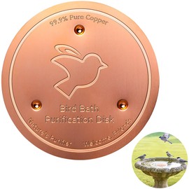 Mellbree Bird Bath Copper Disc Keep Bird Bath Clean, 99.99% 0.6 mm Pure Copper Cleaning Disc for Physical Safe Clean Water All Year Round, Universal Fit for Outdoor Bird Baths (Pack of 2)