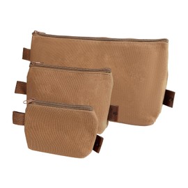 Tool Pouch, 3Size Canvas Zipper Pouch, Tool Pouch Organizer, Heavy Duty Waxed Canvas Small Zipper Bag Pouch, Utility Organiser Bag, Storage Pouches (Khaki)