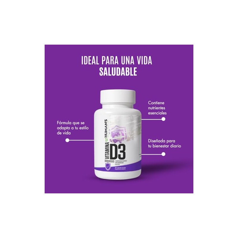 HUMANS HEALTH Vitamina D3 (Colecalciferol), 120 Cápsulas Softgel de Alta