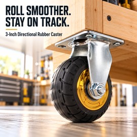 3/4-Inch Rubber Plate Caster Wheel, Swivel, Directional and Brake Options for Carts and Furniture
