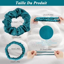 ZOCONE 100% Pure Mulberry Silk Hair Scrunchies 19 Momme Natural Hair Scrunchies Soft and Comfortable for Women and Girls (Kong Blue+Bean Paste)