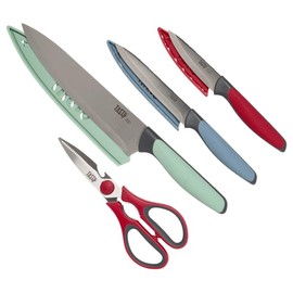 4 Piece Cutlery Knife Set with Shears, Stainless Steel, Multicolor,