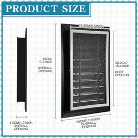 Gisafai 2 Pcs 12" x 18" Gable Vent Aluminum Alloy Wall Vents Shed Attic Vent with Screen Return Air Grill with Screws, for Ventilation Exterior Doors Inside Dimensions (Black)