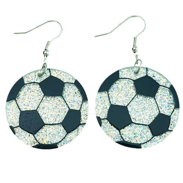 Glitter Basketball Earring Acrylic Football Volleyball Baseball Rugby Dangle Drop