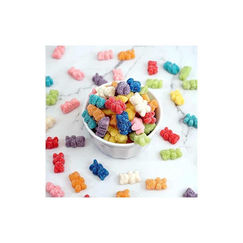 Rainbow Gummy Bears Sugared, 1.3 Pound Resealable Bag, Rainbow Candy,