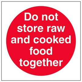 V Safety Do not store cooked and raw food together-200x300mm-Magnetic Safety Sign