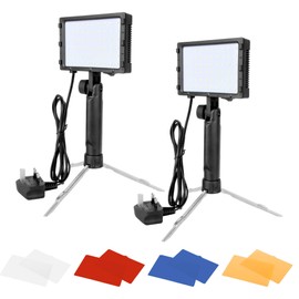 EMART LED Video Light 2 Pack, Portable 60 LED 5500K Continuous Photography Lighting Kit for Table Top Photo Studio Lamp with Color Filters