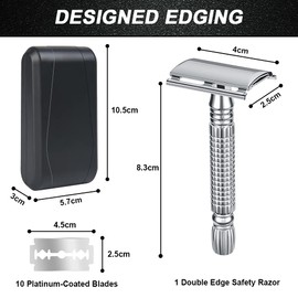 URAQT Men's Safety Razor, Stainless Steel Wet Razor, Safety Razor, Double Edge Razor Blades, Safety Razor Set with Travel Case and 10 Razor Blades