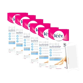 Veet Cold Wax Strips, Pack of 6, Legs and Body for Sensitive Skin for Easy Hair Removal, Even with Very Short Hair, Cold Wax Strips, Sensitive Skin, 6 x 20 Pieces
