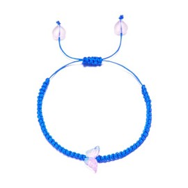 COLORFUL BLING Adjustable Strings Braided Rope Cute Transparent Butterfly Strand Bracelets Lucky Butterfly Friendship Matching Bracelet BFF Gift for Women-single dark blue
