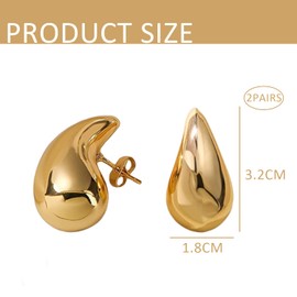 4 Women Gold Ring Shaped Earrings, Fashion Gold Plated Pendants Water Drop Shaped Earrings Hollow Drop Earrings Women Perforated Jewelry, Copper