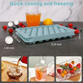 Ice Cube Trays with Lids for Freezer, 33 Sphere Ice Cube Tray with Easy Release for Iced Coffee or Ice Drinks, Ice Tray with Lids Ice Cube Mold for Reusable Ice Cubes for Ice Bucket