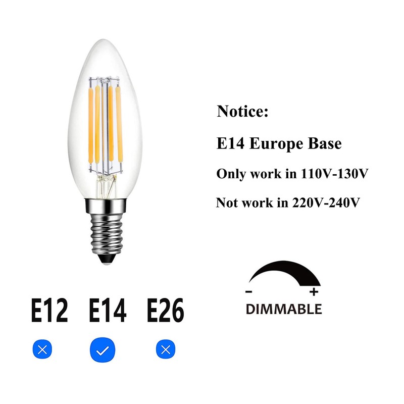 E14 LED Bulb Dimmable 40W Equivalent 3000K Soft White, E14