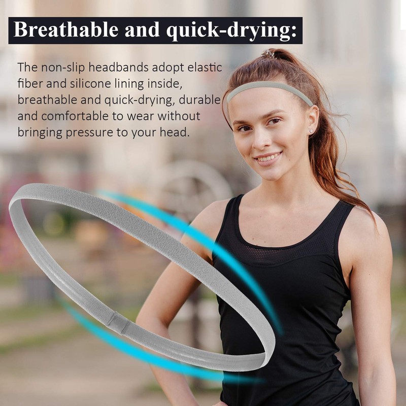 4 Pieces Thick Non-Slip Elastic Sport Headbands Hair Headbands for