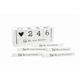 Topshop24you Wooden Countdown Cube - Day Counter Desk Calendar - Wedding, Birthday, Holiday, Christmas, New Year's Eve, Anniversary, Retirement, Birth - Wooden Countdown Decoration White