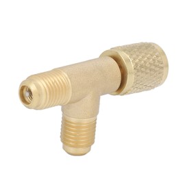 TOPINCN Quick Coupler Tee Adapter with Valve Core Brass 1/4in SAE Sturdy Structure for R22 R12 R134 Fits for Gauge Deep Vacuum Pump Manifold
