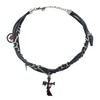 QINHE Gothic Leather Choker Necklace with Cross Pendant, Metal Chain
