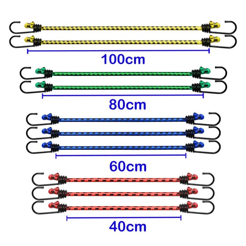 Ram® 10 x Bungee Cords With Hooks Heavy Duty Pack