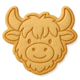 Mighty Gadget Highland Cow Head Cookie Cutter & Stamp - 4x3.2" Cute Cow Design for Rustic Baking Themes (Random Color)