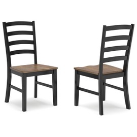 Signature Design by Ashley Wildenauer Rustic Armless Dining Chair, Set of 2, Black & Light Brown
