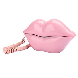 Teléfono con Cable, Estilo Elegante, Labios Rosados, Teléfono para el Hogar, Teléfono de Escritorio, Teléfono Fijo para la Decoración de Escritorio de la Oficina en Casa(Rosa)