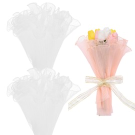 M METERXITY 2-Pack Flower Wrapping Paper,142 Inch x 11 Inch Flower Bouquet Wrapping Mesh Paper for Packaging Fresh Flower/Wedding/Valentine's Day[White]