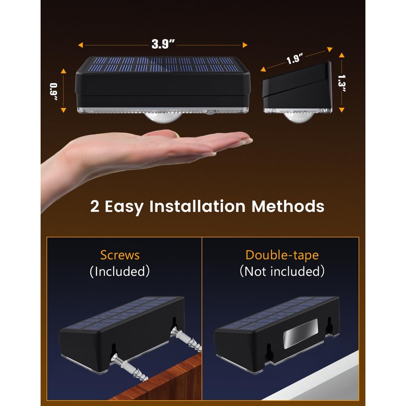 JOFIOS Solar Fence Lights Outdoor, 8 Pack, 50LM Ultra Bright,