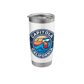 Capitola California CA Vintage Nautical Waves Design Stainless Steel Insulated Tumbler