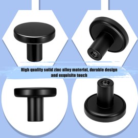 saerryor 8Pcs Cabinet Knobs,30mm Black Cupboard Round Drawer Kitchen Door Knobs with Screws & Screwdriver for Home