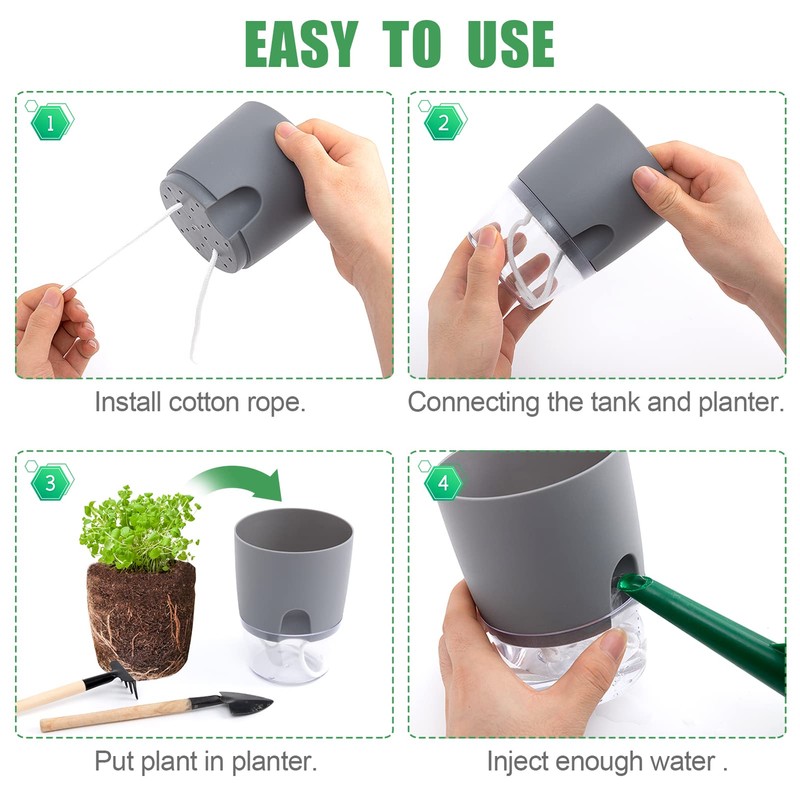Aulock 6 pcs Self Watering Plant Pots - 4.1/3.2 in