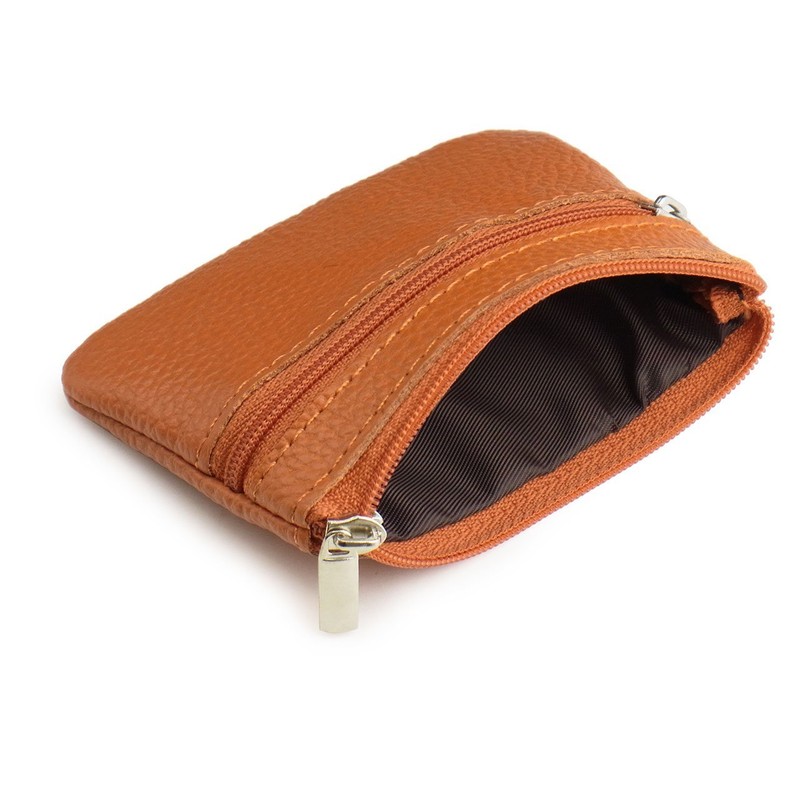 [NEXARY] Leather Coin Purse, 2 Pockets, with Key Ring -